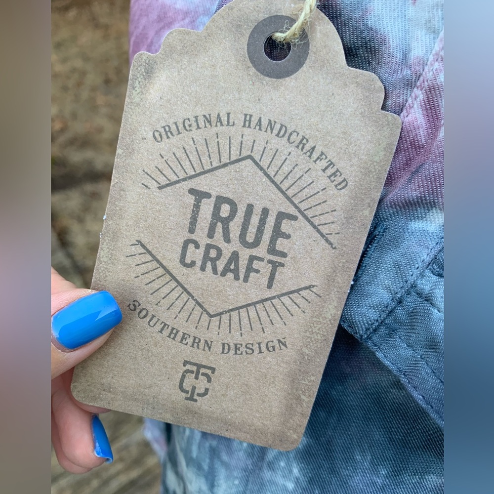 Tie Dye Ruffle Half Button-Up - Picture 13 of 16